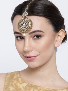Gold Plated Crystal Jewelry Indian Wedding Bridal Head Tikka Hair