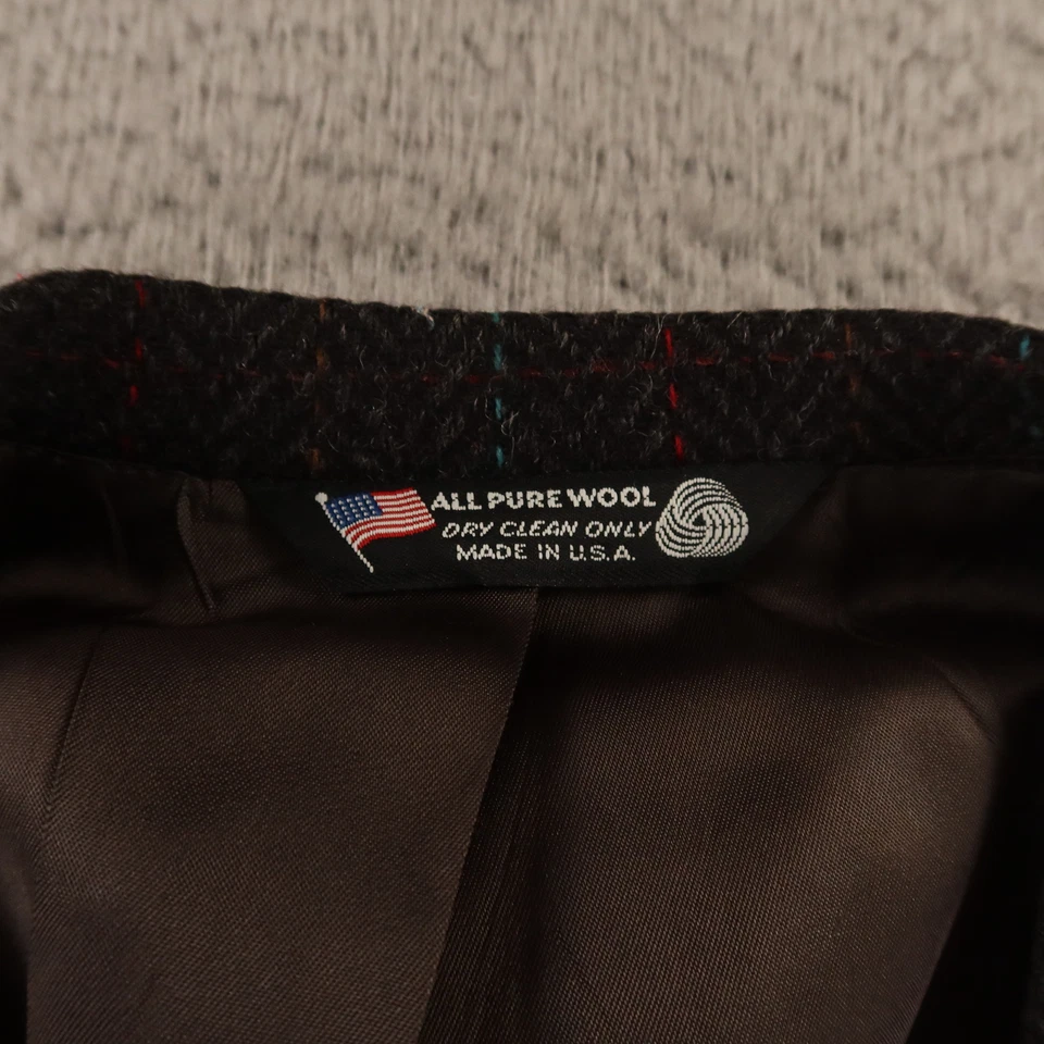 Chaqueta de Tweed de Colección M Gris Cuadros Ventana 100% Lana Blazer Abrigo Deportivo EE. UU. 42R Foto 3 de 4