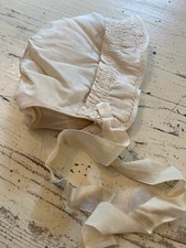 Antique Baby Bonnet needlework lace trim ruffled A