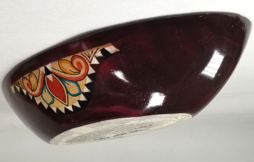 Ciotola in legno laccato Indonesia Mampu intarsiata madreperla intricata dipinta a mano - Foto 14 di 24