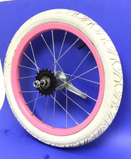16" Bicycle Rear Pink Wheel Coaster Brake and 1.95" White Tire Kids Bike #R16D