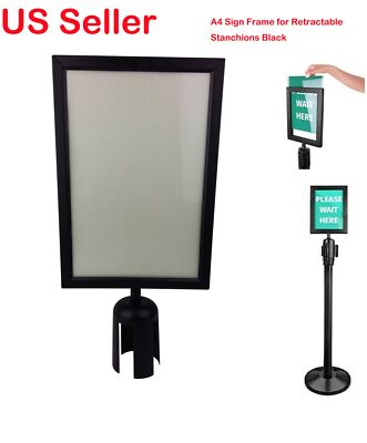 A4 Vertical Sign Frame for Retractable Stanchions Black Safety Signs Traffic