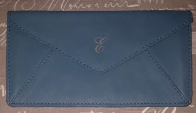 MARK & GRAHAM PINK Double Zipper, BLUE Gusseted Env Leather Slim Clutch Pouch
