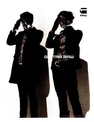ROLL10. MAGAZIN BILD WERBUNG 14X11'' G-STAR RAW, ELETTRA WEIDERMAN TOBY KEBBELL