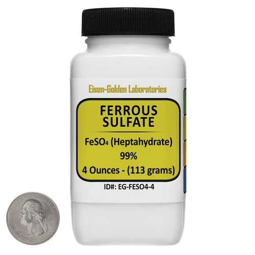 Ferrous Sulfate [FeSO4] 99% ACS Grade Powder 4 Oz in a Space-Saver Bottle USA