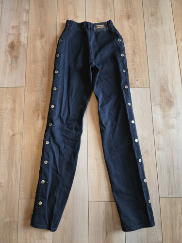 🔥 VTG Y2K Lawman Denim Western *HOT GIRL* Black Denim Jeans - BUTTONS - Picture 5 of 8
