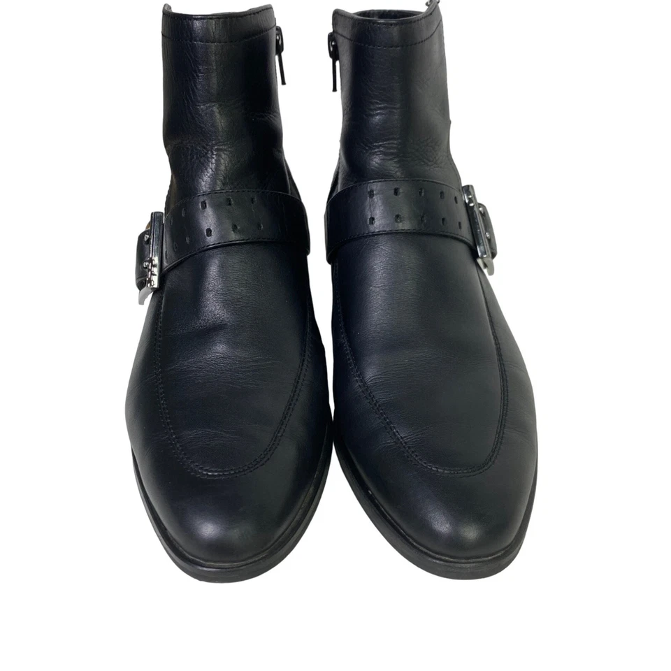 Botas de tornozelo aerossóis Back East salto bloco com zíper couro preto 7,5 - Imagem 4 de 4