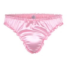 Satin Ruffle Sissy Thong Tanga Knickers Briefs Panties Sizes S-XXL
