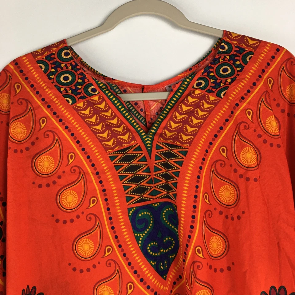 SPIRIT HALLOWEEN Dashiki Tribal Caftán CAMISA HIPPIE ÉTNICA NARANJA Hombres Talla L/XL Foto 2 de 4