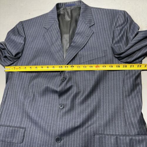 Cremeux Loro Piana Suit Mens 43 Long Blue Pinstriped 3 Button Wool 36X34 Pants * - Picture 11 of 24