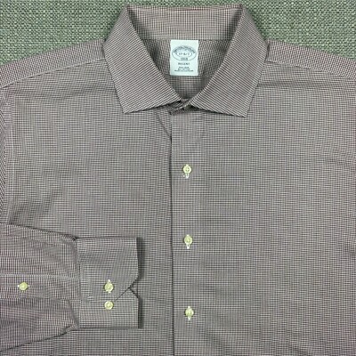 Brooks Brothers Men's Shirt 17 6/7  Long Sleeve Regent White Purple Houndstooth