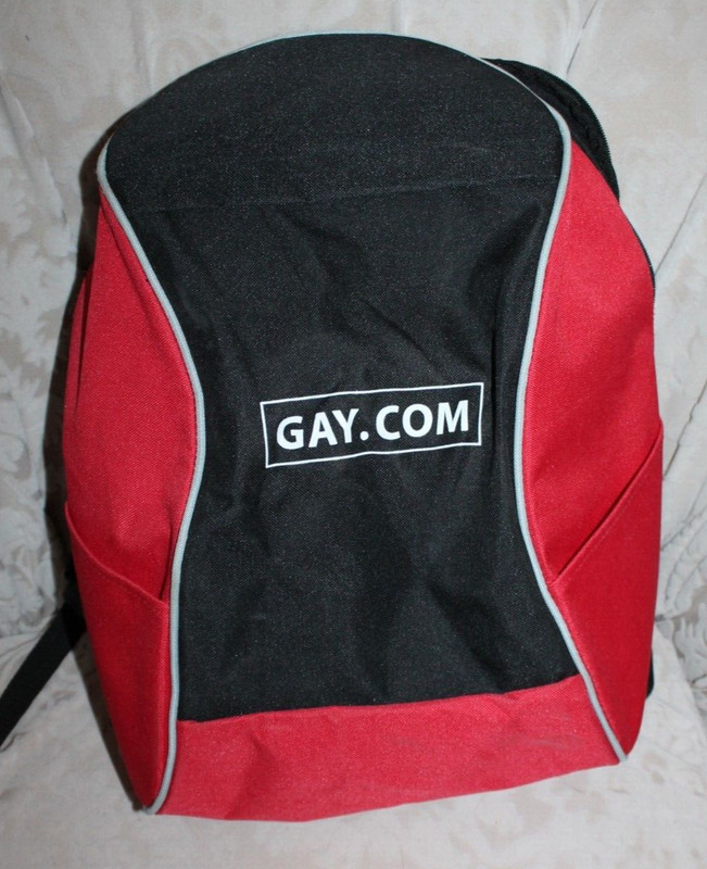 Gay.com - Pride - LGBTQ-  Logo Red Black New Old Stock! Backpack Bag by LEEDS