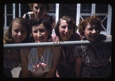 Women Smiling Dresses Fashion 35mm Slide 1950s Red Border Kodachrome