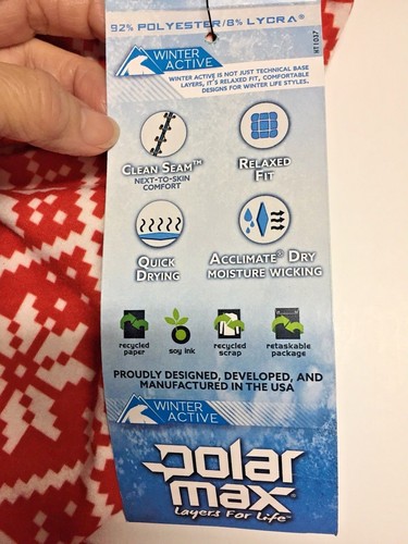 NEW! Polarmax Quattro Fleece Prints Tight Kid's Snow Flake/Red/White Small ($30) - Picture 6 of 6