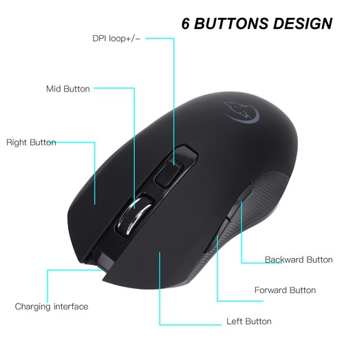 Wireless Mouse Rechargeable Mute Usb Mice Ergonomic 2.4Ghz Connection Comput MPF - Picture 4 of 24
