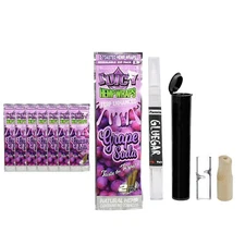 Juicy Hemp Wraps- 8 Pack- Grape Soda- GlueGar OG 3ml, Glass & Wood Tips
