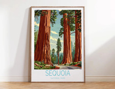 Sequoia National Park Red Tree Painting Poster Premium Quality Choose your Size