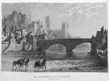 ENGLAND DURHAM CATHEDRAL CHURCH CHRIST ST. CUTHBERT ~ c 1834 Art Print Engraving