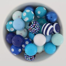Chunky 20mm Bubblegum Beads Mixes, Blues and White, for Beadable Pens  Crafts
