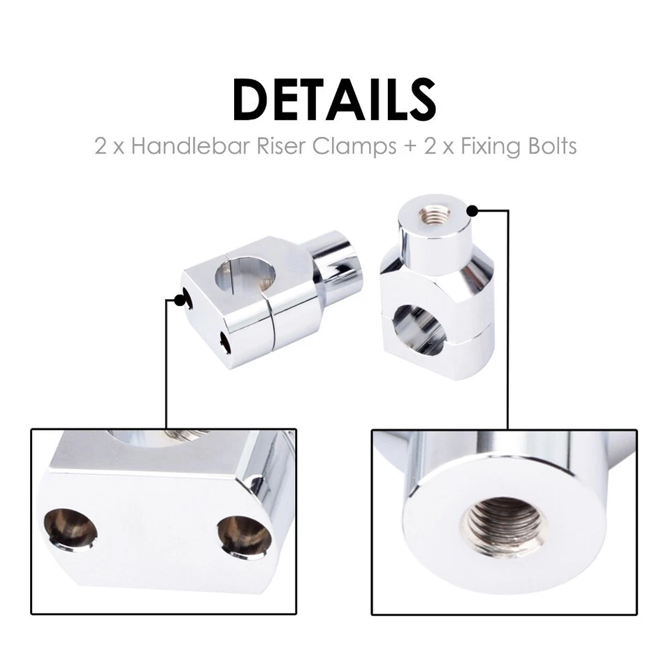 Soporte de abrazadera elevadora de manillar de motocicleta plateado de 1" para Harley Dyna Touring Softail Foto 2 de 4