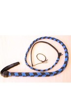 Genuine Leather Bullwhip 4 Feet Long, 8 Plaited BLUE &  Black Whip, Hand Crafted