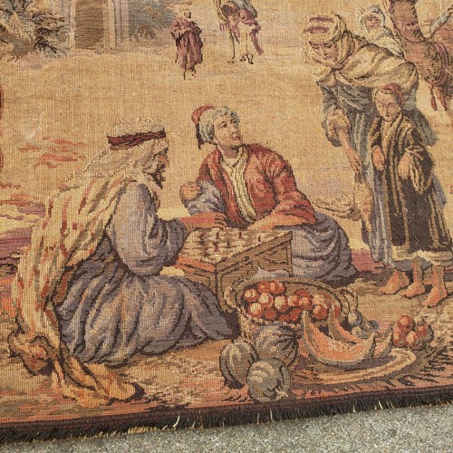 Vintage arabische nahöstliche Szene Markt Wandteppich Made in Belgium 19x36" - Bild 5 von 15