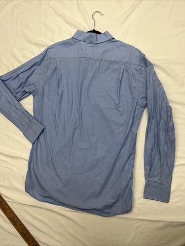 Tommy Hilfiger VintageButton Down Med Long Sleeve Dress Shirt Light Blue Stripe - Picture 10 of 13