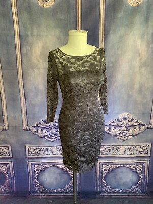 Eliza J Royal Collection Gray/Purple Lace BodyCon Dress SZ 6 Ruched 3/4  Sleeve | eBay