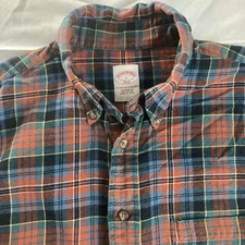 Brooks Brothers 346 Mens Large Flannel Long Sleeve Shirt Red Plaid Button Down