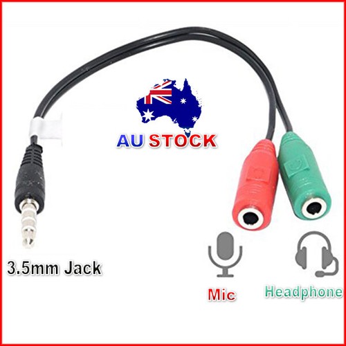 3.5mm 2 Female to Male Mic Splitter Aux 