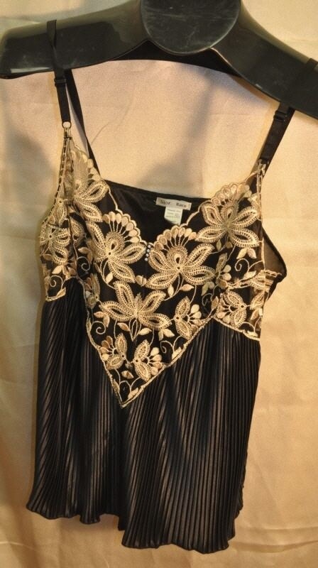 Sior Race black tan embroidery shell cami top sz 90 | eBay