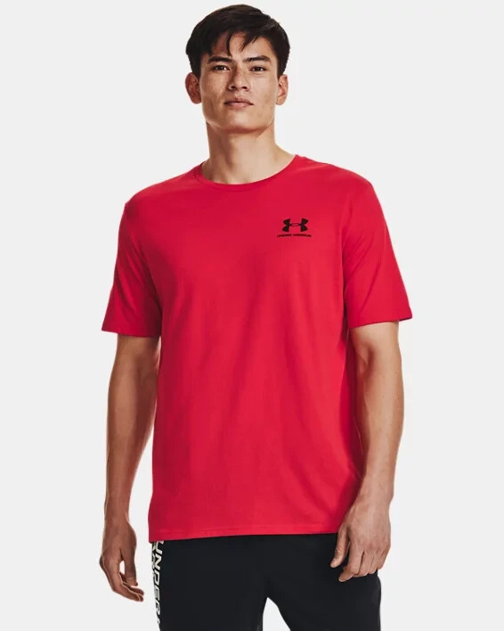 Мужской короткий рукав с логотипом Under Armour на левой стороне груди Красный Маленький 2890₽