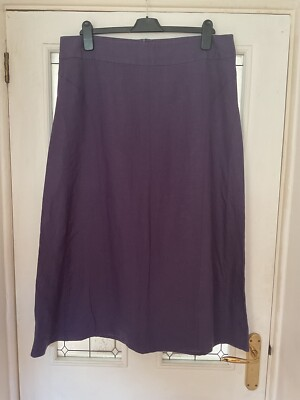 #ad #ad Kew Medium Weight Linen Curve Seam Skirt Purple Size 16 New with Tag GBP 25.00