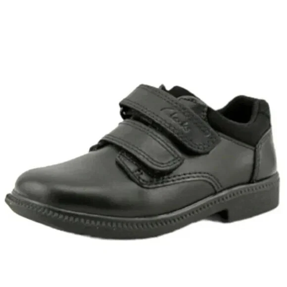 NUOVO mocassino Clarks bambino US 9 Deaton nero doppio cinturino regolabile comodo scarpa elegante
