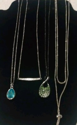 Lot 4 Necklaces, L Conrad, L Sophia & Express Bar CZ IBB CN Silver Gold GM Tones