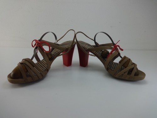 Zapatos Mujer Talla 5 CAMPER Damas Tacones Marrón Rojo Cuero Tirantes Calzado.EU38 - Imagen 13 de 15