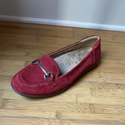 Naturalizer Loafers Women's Size 7M Red Leather Comfort Suede Horsebit - Picture 2 of 9