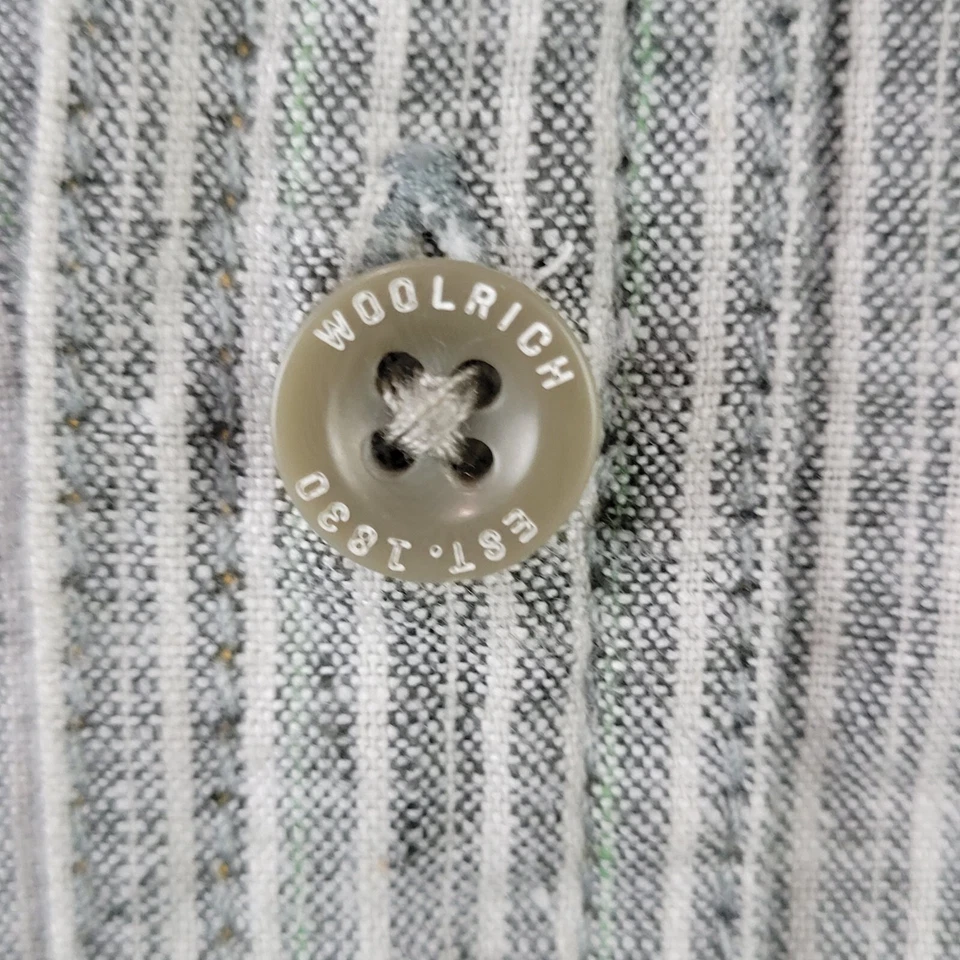 VINTAGE WOOLRICH Shirt Mens Gray Striped XL Long Sleeve Button Extra Large - Image 4 of 4