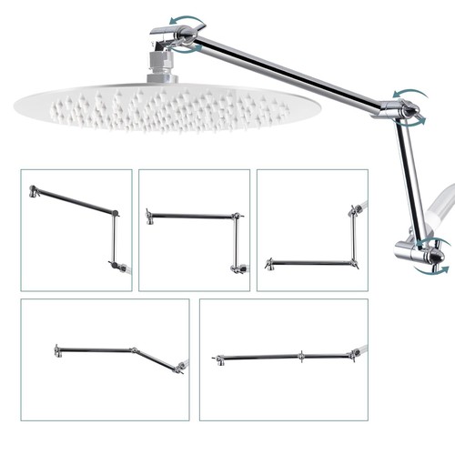 16 Inch Shower Head Extension Arm, Solid Brass Height Angle Adjustable - 第 1/30 張圖片