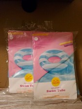 NEW SUN SQUAD INFLATABLE 31" Swim Tube Mint POOL FLOAT Striped X2