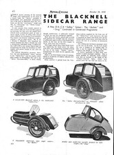 1954 BLACKNELL Range of Motor Cycle Sidecars Original Magazine Report Cutting
