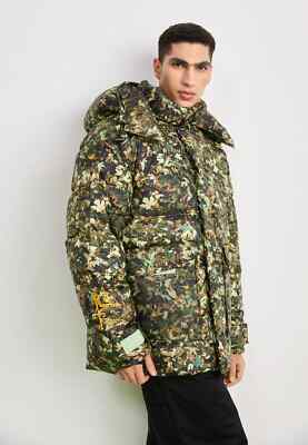THE NORTH FACE M 73 LEAF PRINT DOWN FILL PARKA - MEDIUM & LARGE - MISTY SAGE.