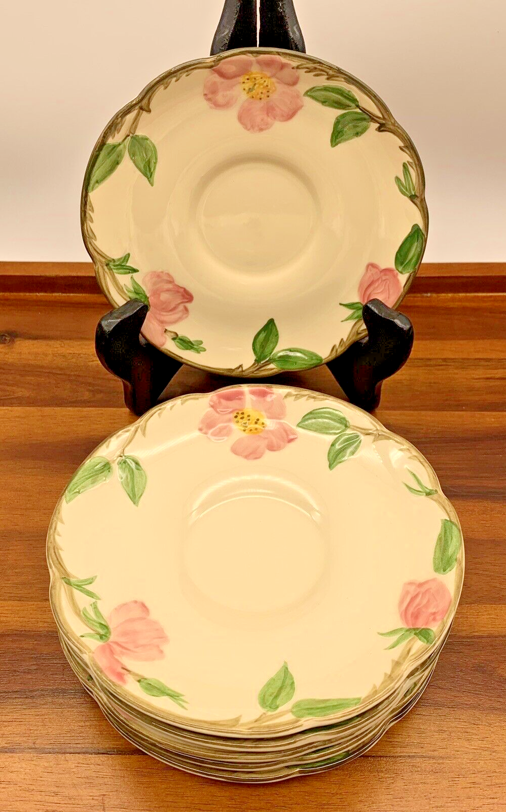 Vintage Franciscan Desert Rose Set of 6 Saucer Plates 1940s to 1950s Dates