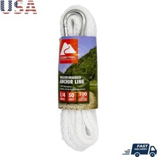 1/4  50ft Polypropylene Braided Anchor Line W/ Snap Hook Boat Dock Marine Rope