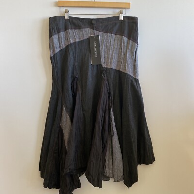 Lisa Campione Rock Wollmischung grau gefüttert Einstecktuch Midi Damen Gr. 44 W34