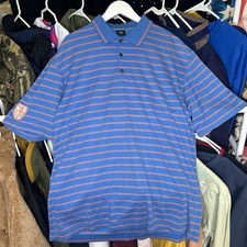 Vintage Nike Golf FedEx Orange Bowl Blue Orange Stripe Polo Shirt Mens Large Y2K