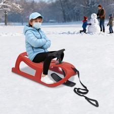 Saddle-shaped Snow Sled Outdoor Single Snow Sled For Toddlers  Kids Red