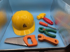 Kids Construction Tool Set Hard Hat Pretend Play Builder Tools Lot Dress Up Toy