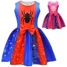 2026 UK Kids Girls Spiderman Gwen Stacy  Costume Princess Party Fancy Dress Up