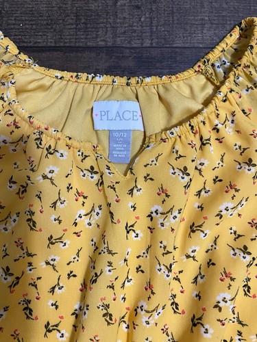CHILDREN’S Place Floral Long Sleeve Elastic Waist Yellow Dress Size 10/12 - Picture 5 of 8